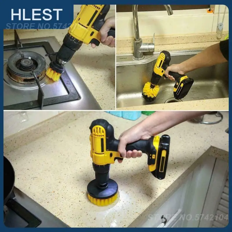 

Round Plastic Scrubber Brushes Auto Tires Cleaning Drill Brush Polisher Bathroom Cleaning Kit With Extender Power Scrubber Brush