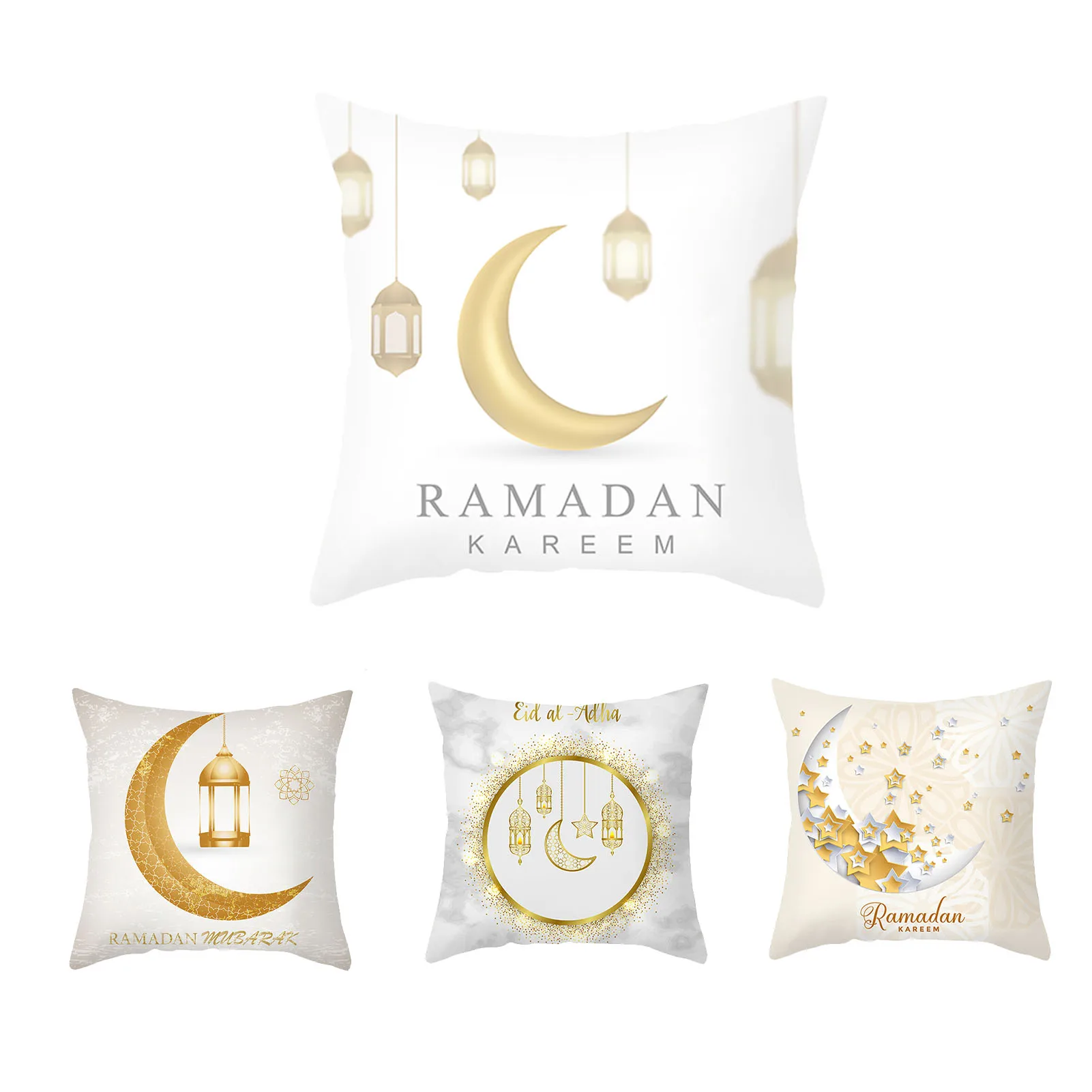 

4pcs Star Moon Pillow Covers | EID Mubarak Decorative Pillowcase Square Star Moon Throw Pillow Cases | Throw Cushion Cover Decor