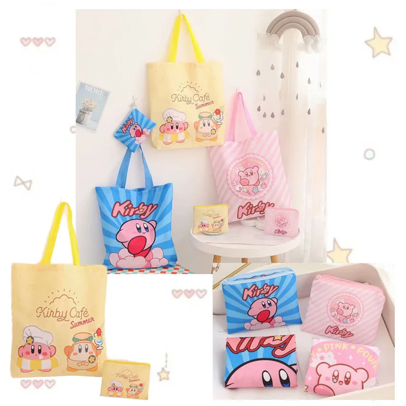 

Мультяшная милая сумка для покупок Kirby ваддл Ди, портативная складная сумка для покупок, милые фигурки аниме, вместительные сумки через плеч...