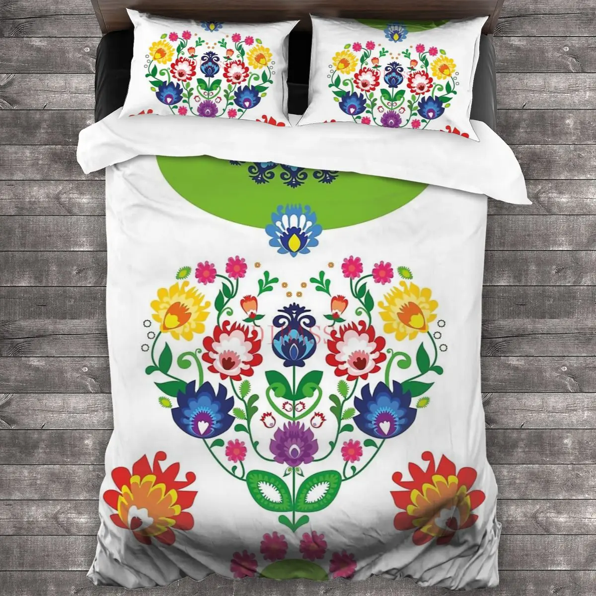 

Folk Heart, Beautiful Polish Folk Motif Soft Microfiber Comforter Set with 2 Pillowcase, Quilt Cover With Zipper Closure