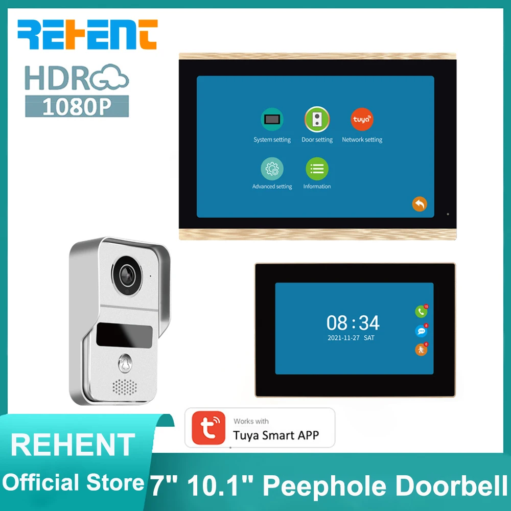 REHENT Tuya 1080P WiFi Peephole Doorbell Camera 140° Wide Angle 7