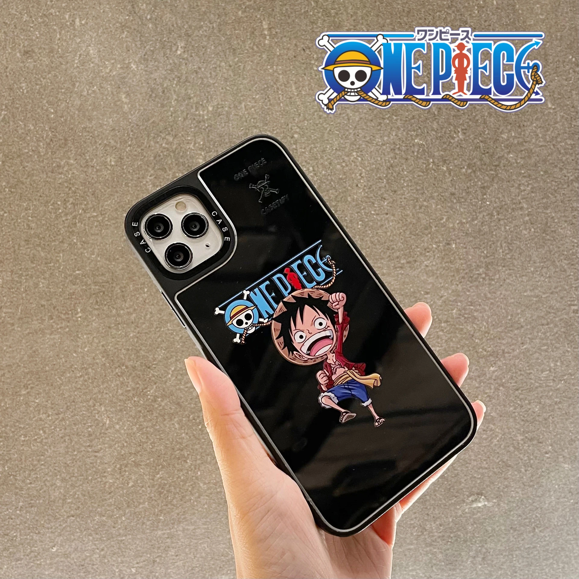 

One Piece Luffy mirror glass Phone Case For iPhone 13 12 11 Pro Max 13 12 X XS Max XR 8 7 Plus Cover
