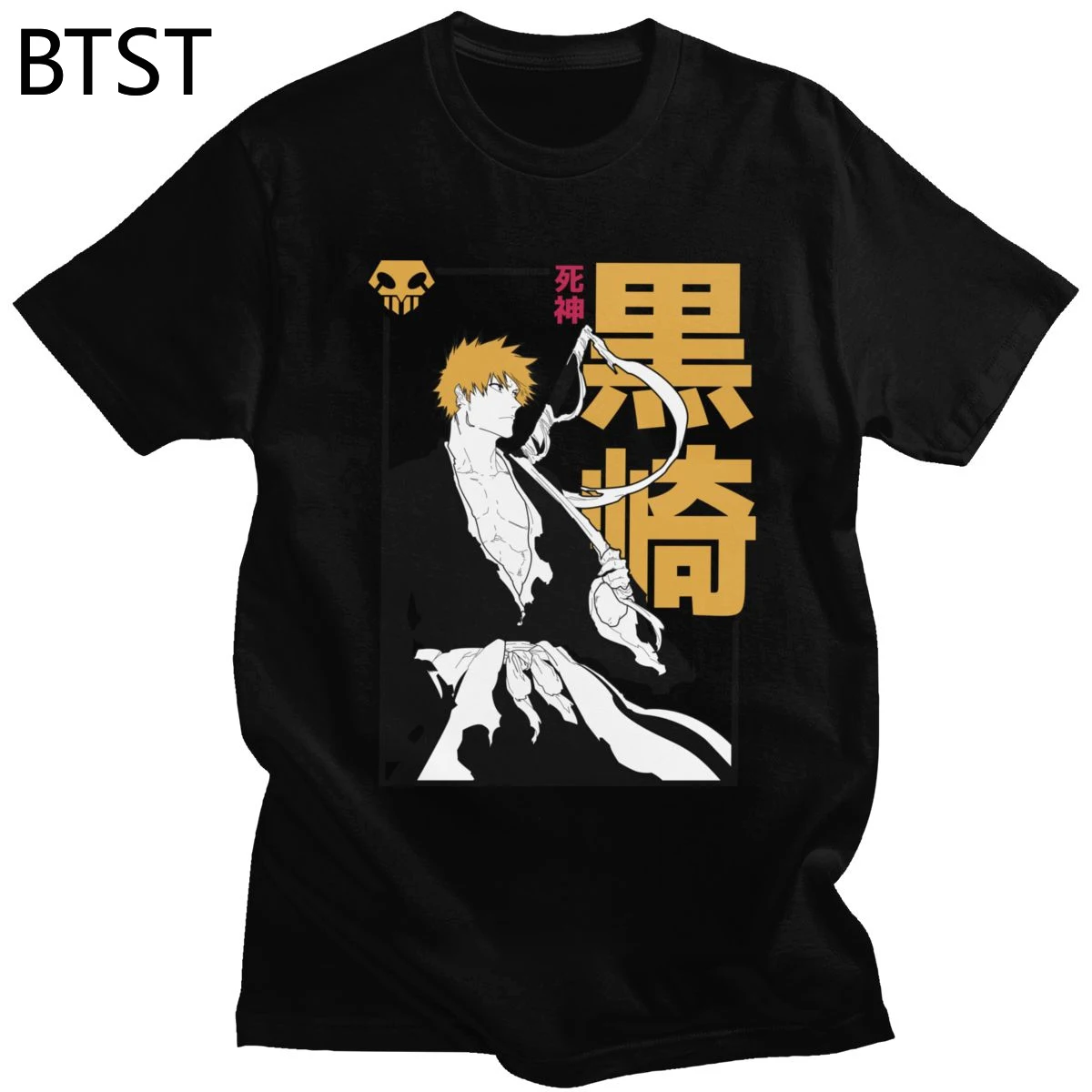 

Manga Ichigo Kurosaki T Shirt Men Pure Cotton Fashion T-shirt Short Sleeve Japan Anime Manga Bleach Tee Top Harajuku Clothing