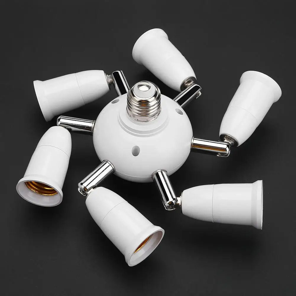

7In1 Adjustable E27 Splitter 5/7 Heads Lamp Base Extended LED Light Bulbs Socket Splitter Holder Adapter Converter Socket
