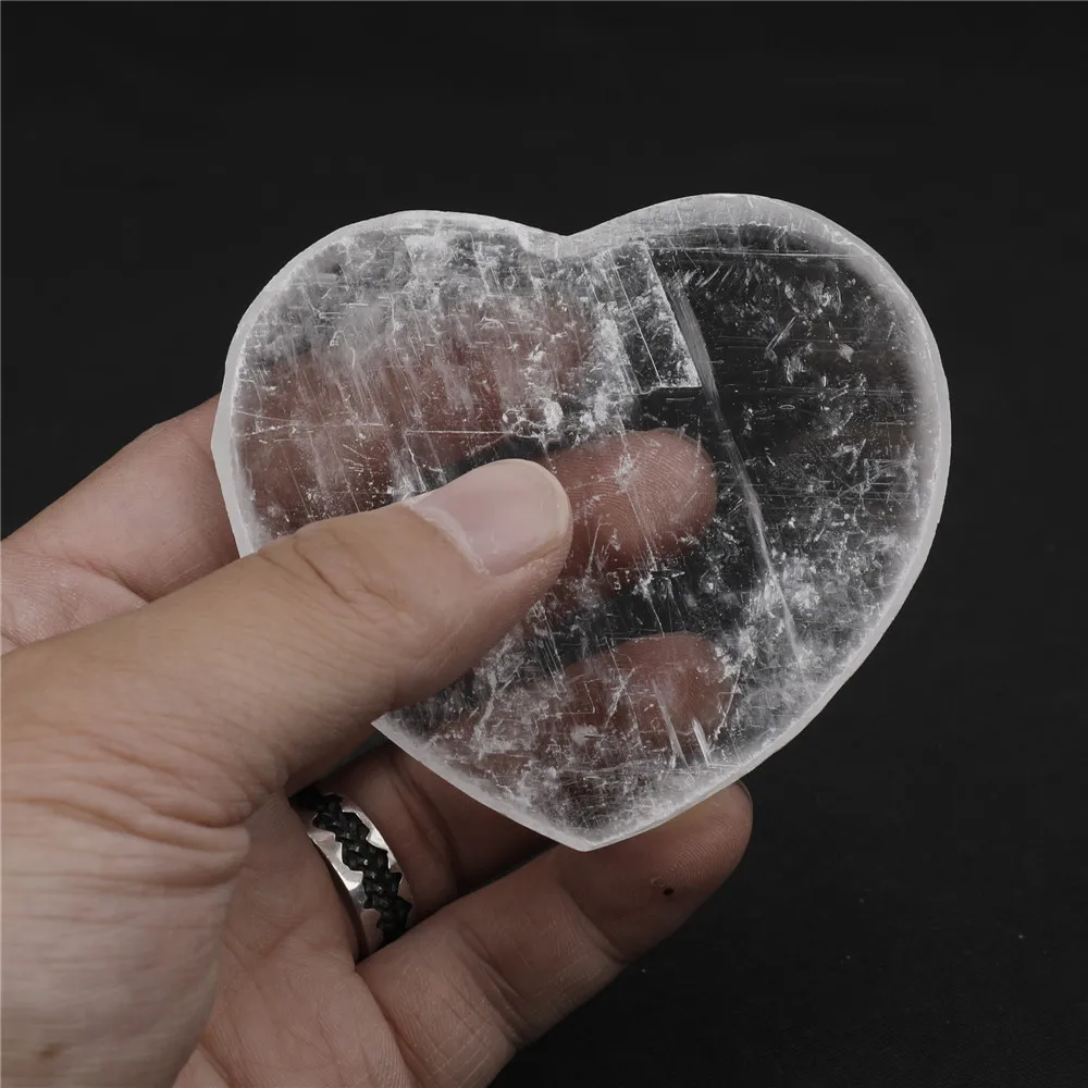 

1PCS Natural Heart Shape Selenite White Crystal Quartz Stones Wand Divination Reiki Chakra For Divination Healing Energy Stone