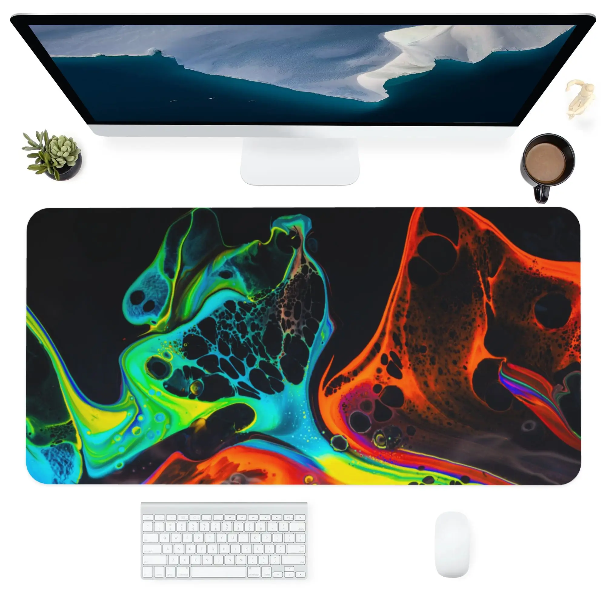 

Black Nordic Style Large Mouse Pad for Computer Laptop Notebook Rectangle Non-slip Rubber Base Deskpad Table Mat