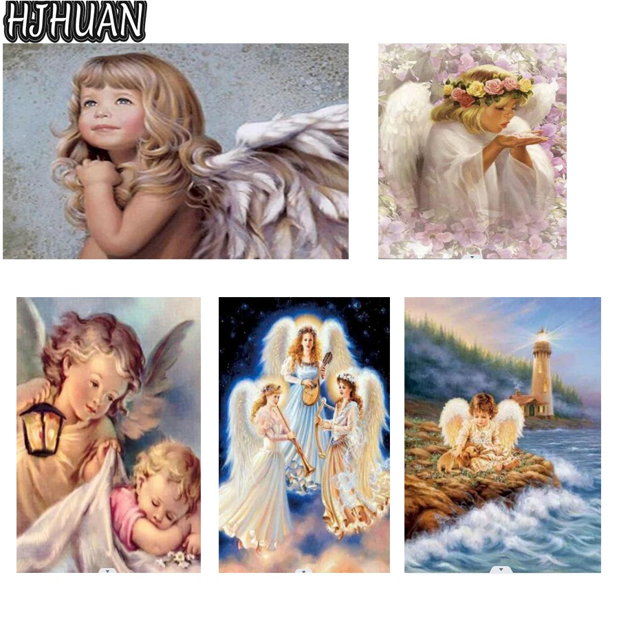 

DIY Full Round/square Diamond Embroidery Angel Rhinestone Kits Diamond Painting Cross stitch Portrait Handicraft Decor for Home