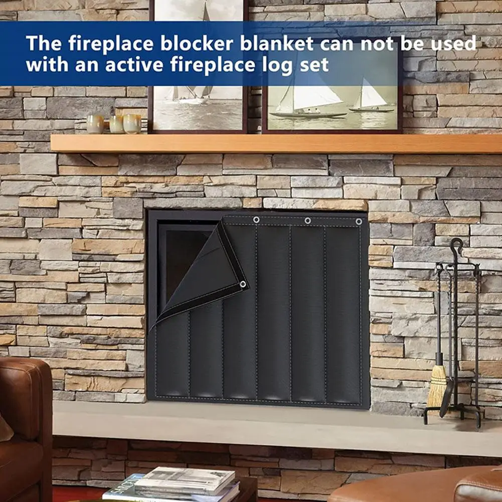 

Крышка камина изолированный каминный блокирующий одеяло, черная крышка для камина, для помещений