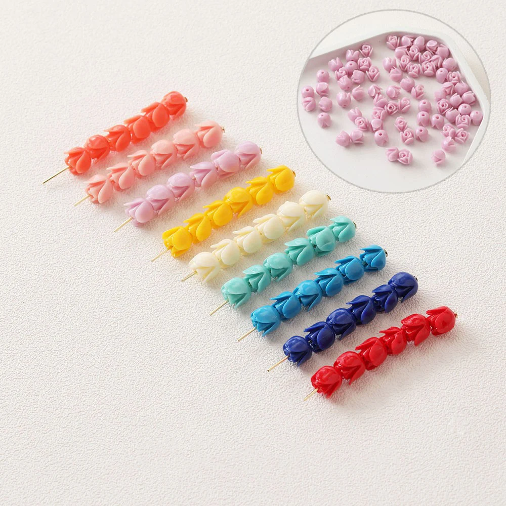 

20PCS Small Flowers Simple DIY Straight Hole Beads Handmade Bracelet Earrings Material Accessories
