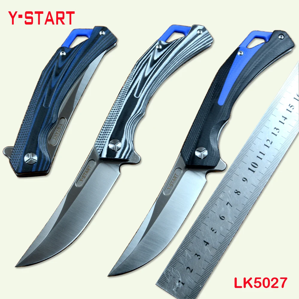 

Y-START Camping Utility Folding Knives D2 Steel Blade G10 Handle 3 Colors Flipper Fast Open Outdoor Tools LK5027