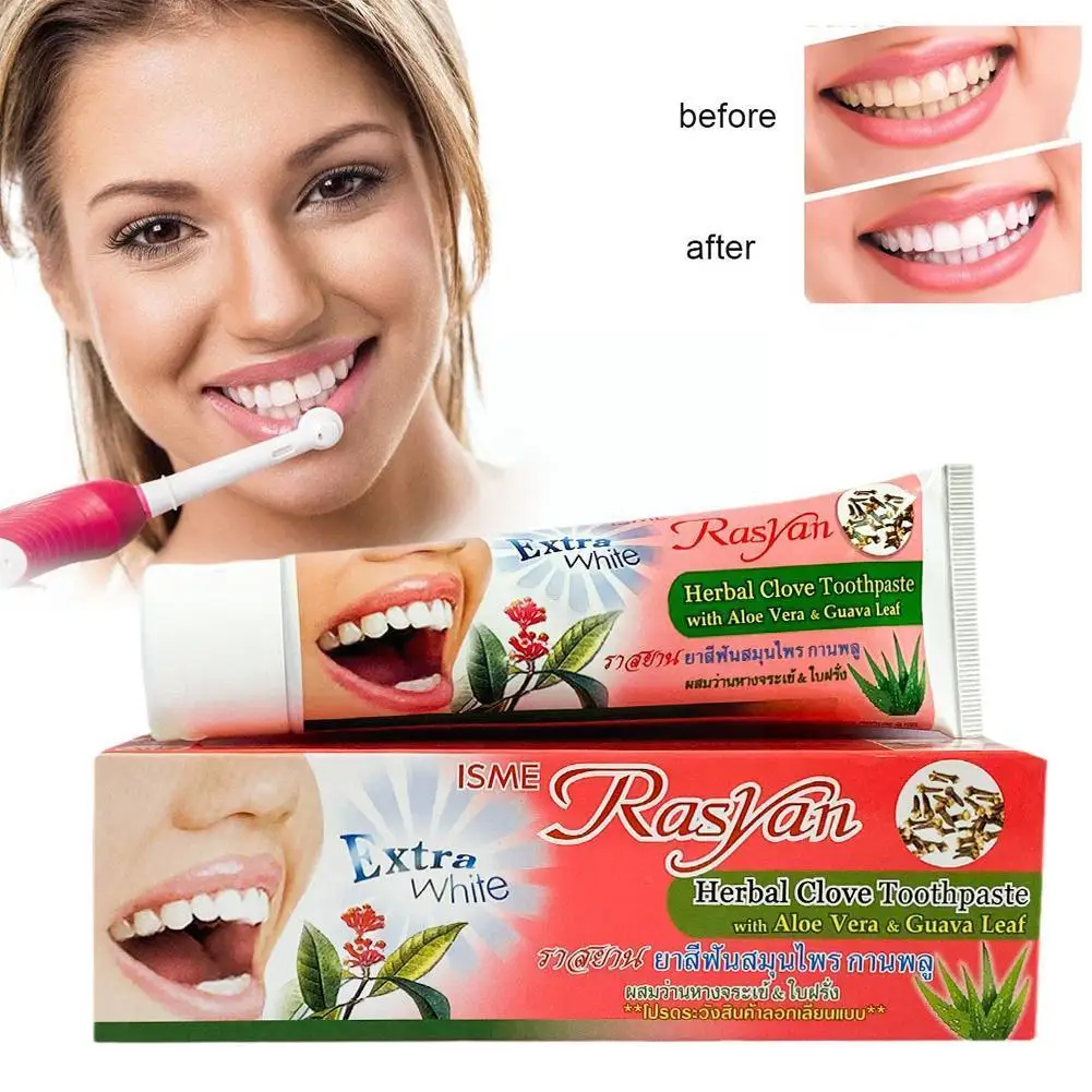 

Thailand Toothpaste Herb Clove Mint Flavor Teeth Whitening Dentifrice Dental Dental Remove Oral Care Antibacterial Stains O9L8