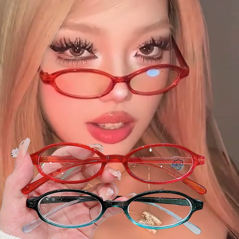 Винтажная сине-зеленая овальная маленькая оправа для очков женская с защитой от