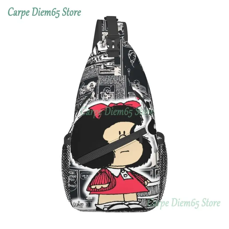 

Винтажный комикс Quino, нагрудная Сумка-слинг, индивидуальный мультяшный рюкзак на плечо для мужчин, рюкзак для велоспорта, кемпинга
