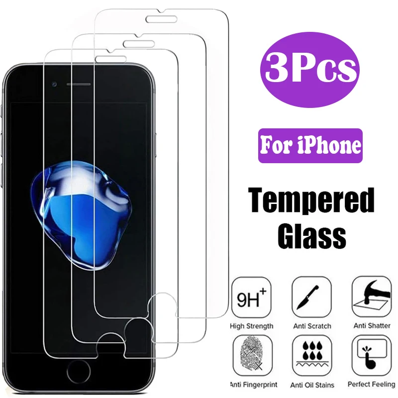

3Pcs Tempered Glass For iPhone SE 2020 SE 2022 7 8 Plus Screen Protector For iPhone 6 6s Plus 5 5S SE Glass Not Full Cover