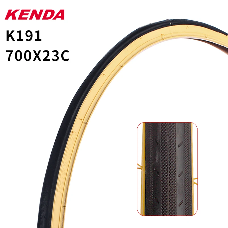 

KENDA 700C Road bike tire 700x23C Ultralight 110PSI Retro yellow side Bike tyres