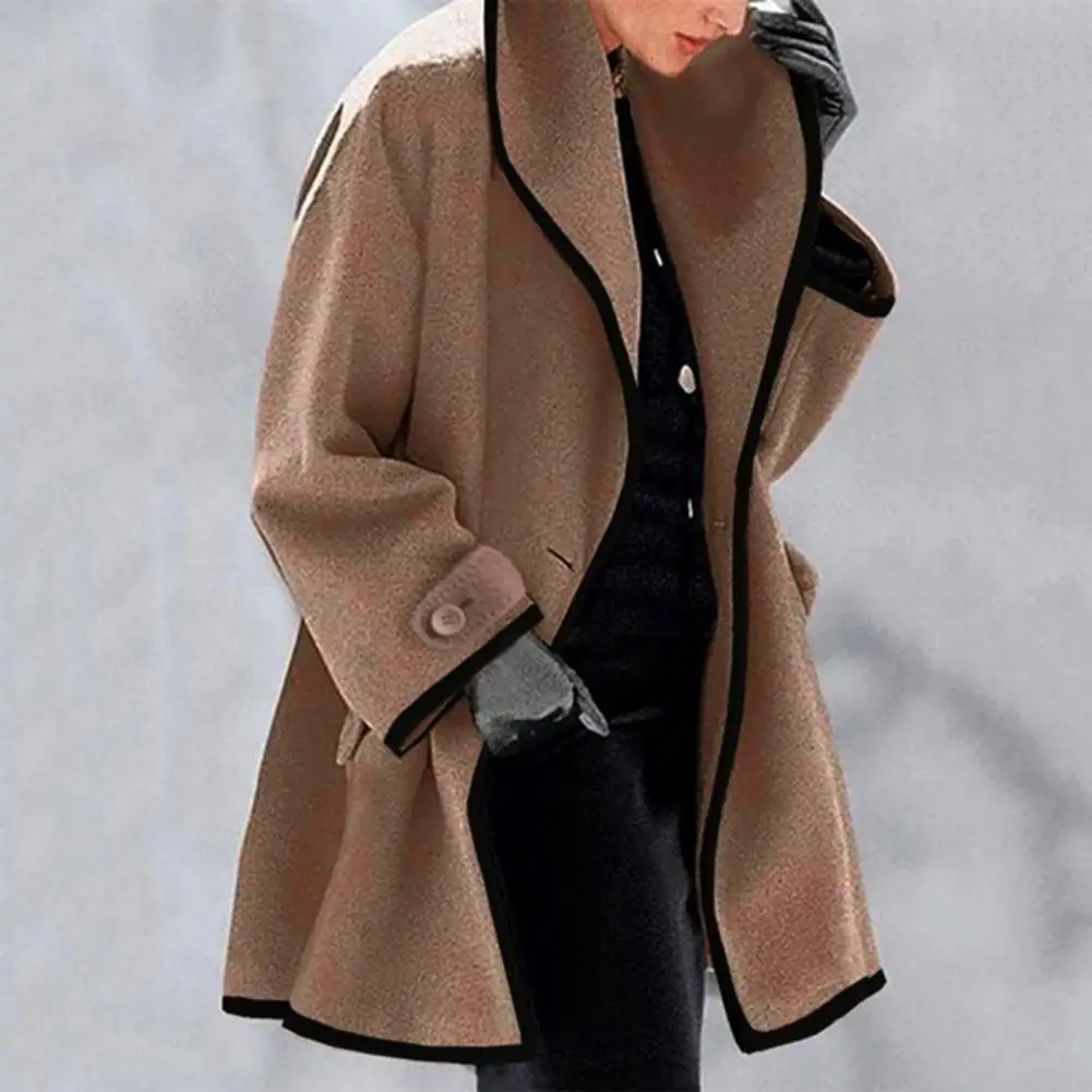 

Style Coat Ladies Hooded Coat Stylish Winter Outerwear for Women Loose Hooded Woolen Coats with Single Button Thick Warmth