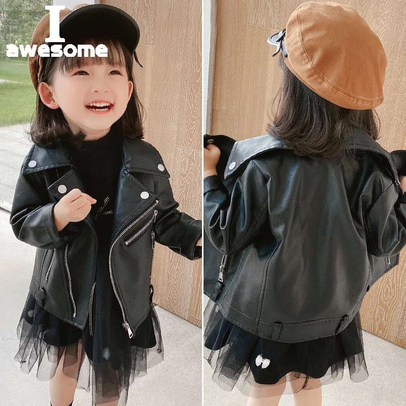 Купи 2022 Baby Girls Faux Leather Jacket Zipper Fly Coat For Girls Solid Color Childrens' Jacket Spring Autumn Kids Clothes Girl за 67 рублей в магазине AliExpress