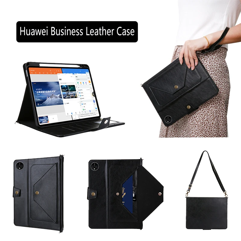

Деловой кожаный чехол F или Huawei Matepad Pro 10,8 2020, чехол для Matepad M6 10,4 Pro 11 2022, Ручной Чехол с плечевым ремнем и слотом для ручки, чехол-подставка