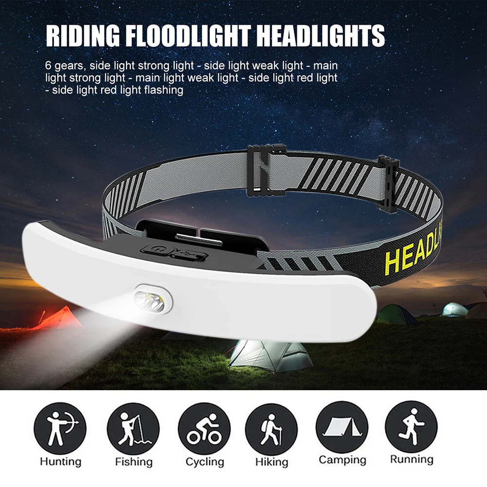 

COB Sensing Head Light Rechargeable USB Fishing Head Flashlight Red Light Warning 6-speed Waterproof Lighting Equipment
