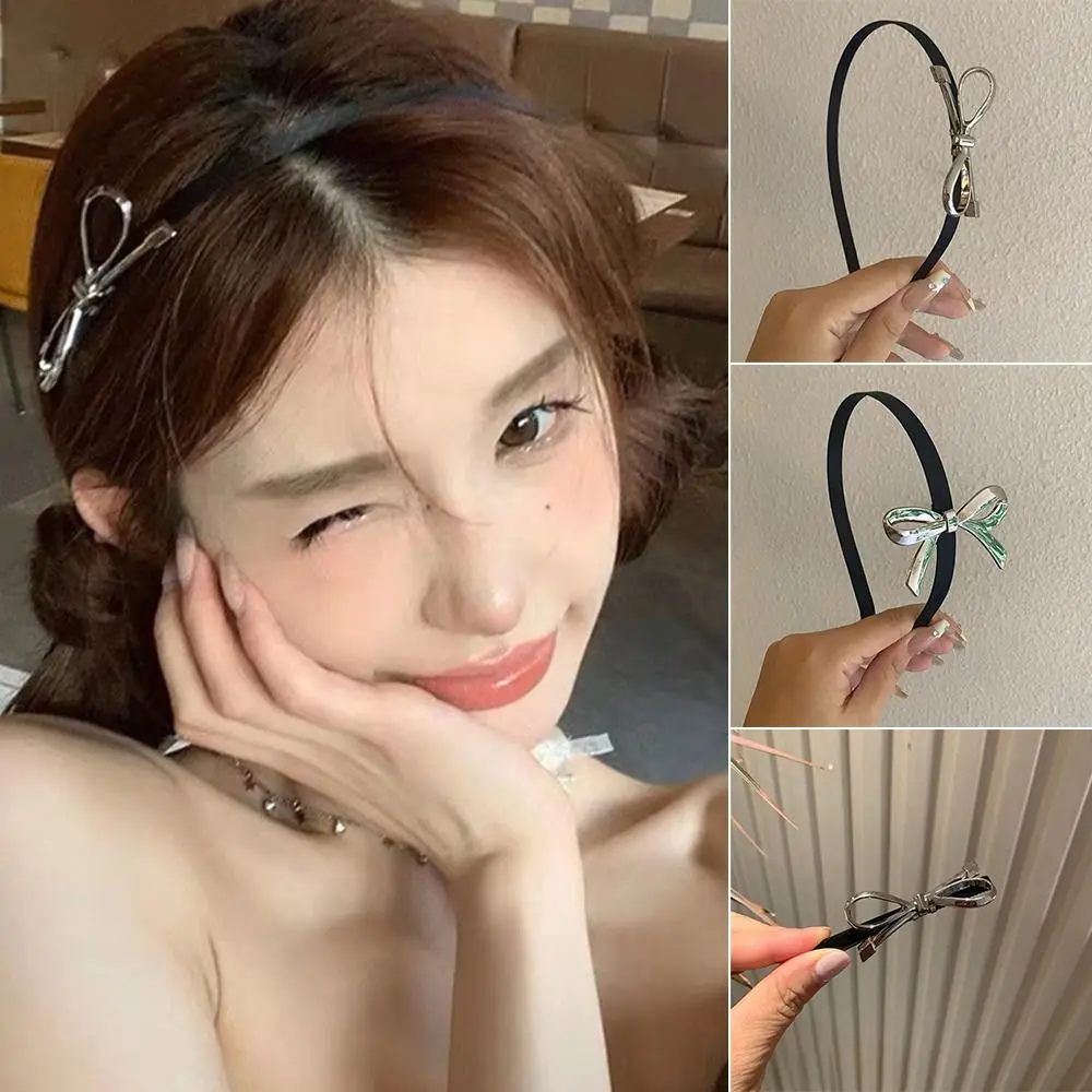 

Metal Bow Tie Hairband New Handmade Black Hair Hoop Duckbilled Clip Women