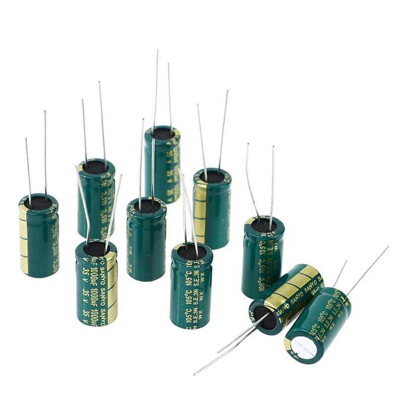 

10pcs 35V 1000UF 35V power supply special high-frequency crystal Size:10*20MM General Purpose Green