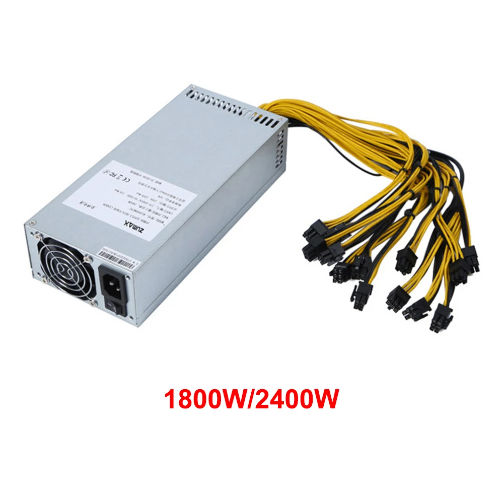 

180-240V 1800W Computer Power PFC Silent 2U Desktop Computer Power Supply with 10 Article 6 Pin Connectors Mining PSU BTC Hot