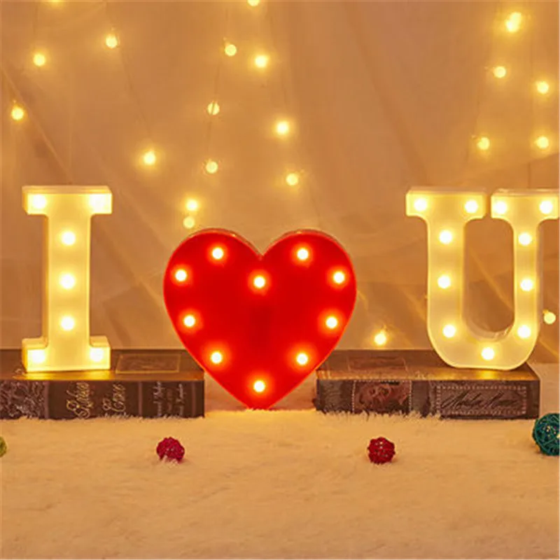 

Alphabet Letter LED Lights Luminous Number Lamp Decor Battery Night Light Christmas Valentine's Day Wedding Party Birthday Party