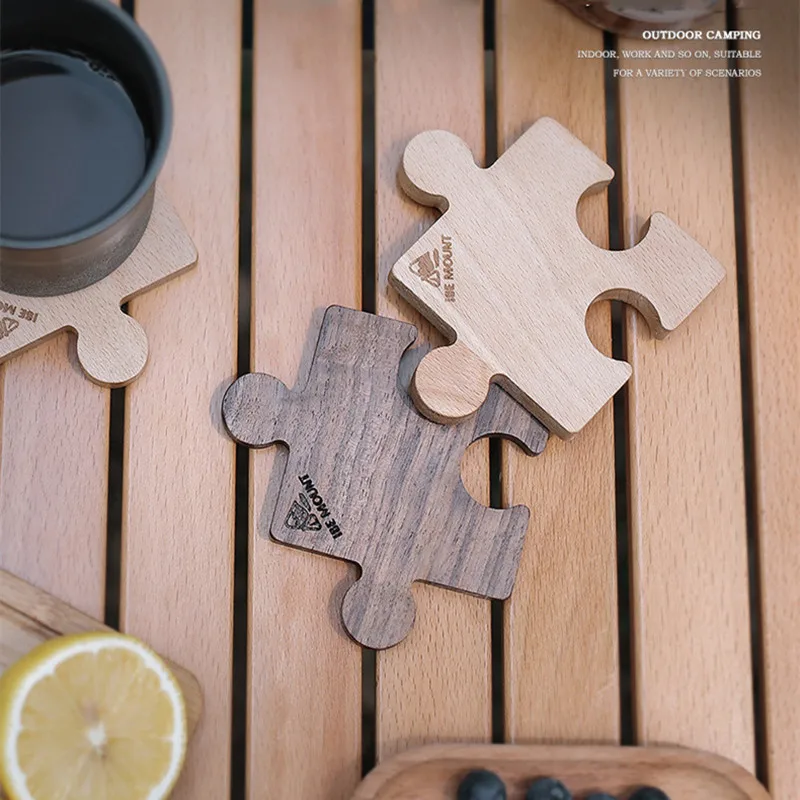 

Outdoor Wooden Coaster Beech Portable Insulation Pad Walnut Pad Coffee Puzzle Coaster Camping Picnic Wooden Tea Cup Holder New