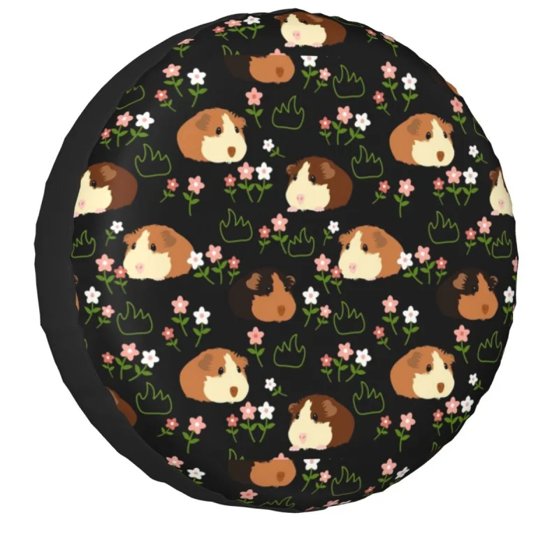

Guinea Pig And Flowers Spare Tire Cover Case Animal Wheel Covers for Jeep Mitsubishi Pajero