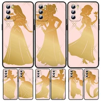 princess phone case for oppo a5 a9 a12 a16 a16s a52 a53s a53 a54s a55 a72 a73 a74 a76 a94 2018 2020 black luxury back soft capa