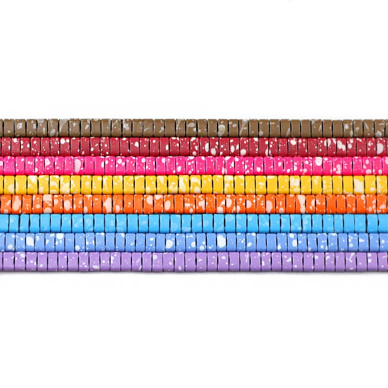 

140pc Splash-Ink 2-Hole Rectangle Hematite Natural Stone 17 Colors Spacers Loose Beads For Jewelry Making Diy Handmade Pendants