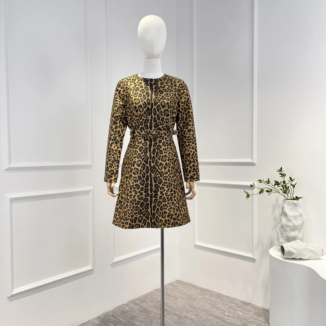 

Горячая Распродажа, новинка, Осень-зима 2022, высококачественное модное роскошное мини-платье с леопардовым принтом и длинным рукавом для женщин