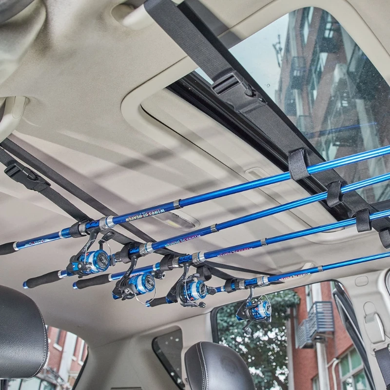 

Car Fishing Rod Holder 86.6 Inches Length Adjustable Fishing Rod Holder Belt Strap,Fishing Poles Rack for Car, SUVs