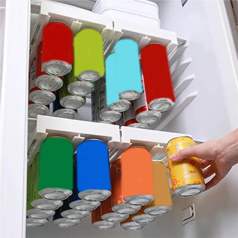 

Новинка 2023, стеллаж для хранения пивных содовых банок, поддон для холодильника, стеллаж для содовых банок, органайзер для напитков, кухонный двухрядный контейнер