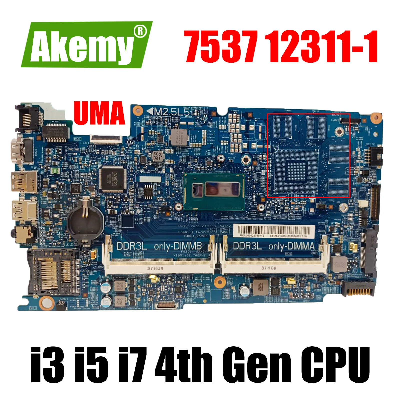 

Материнская плата 12311-1 с процессором I3/I5/I7 4-го поколения для DELL INSPIRON 15 7537 15R 7537