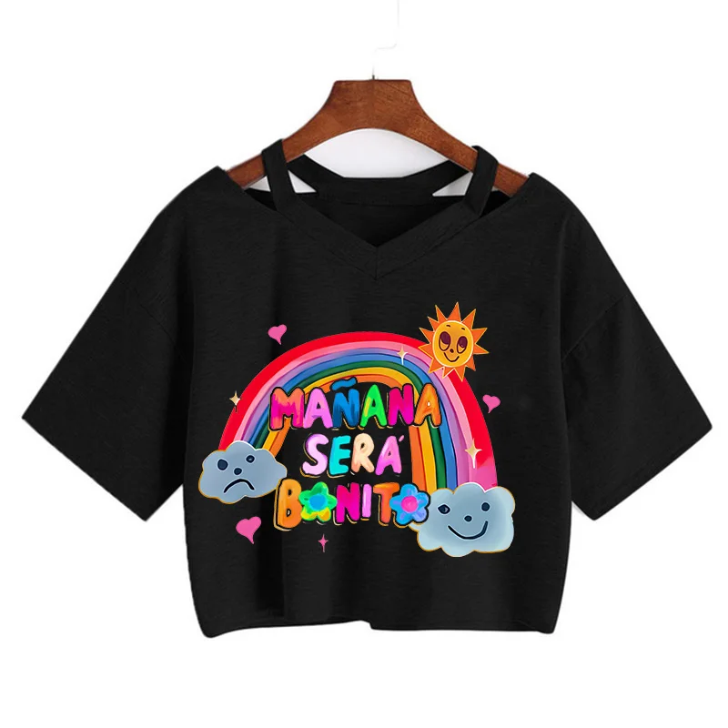 Кроп-топы Karol G в форме сердца женская укороченная футболка с мананой и Бонито