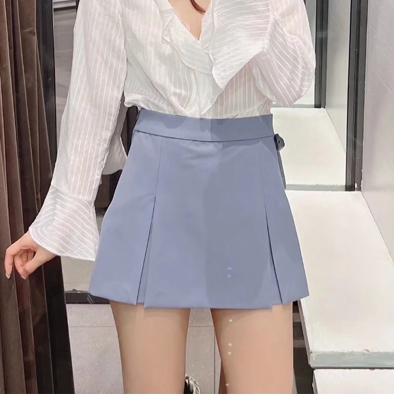 

Шорты женские однотонные с завышенной талией, на молнии сбоку