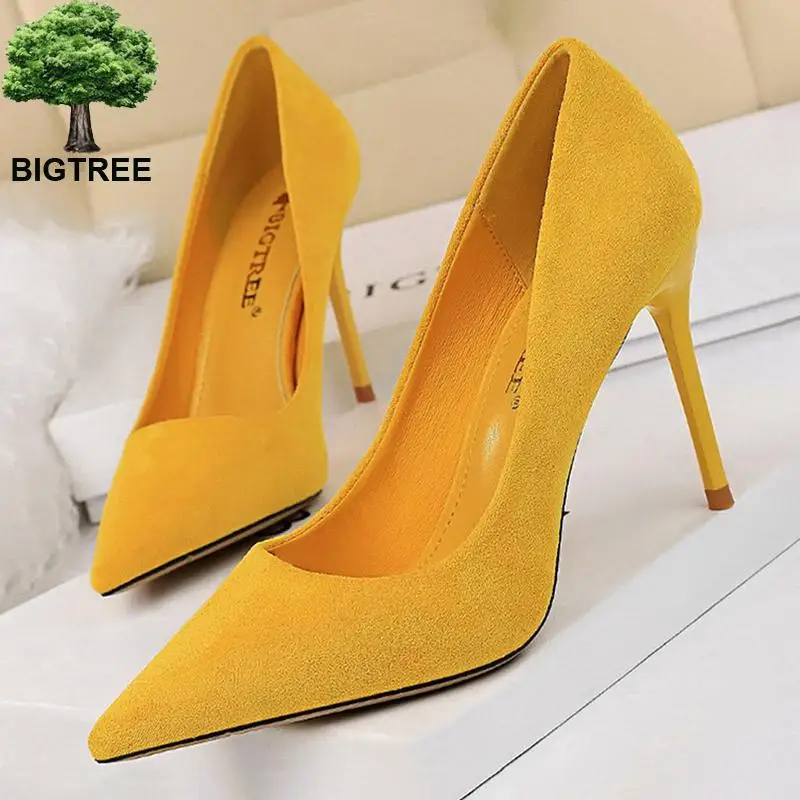 Туфли BIGTREE женские замшевые высокий каблук удобная офисная обувь 2022 |