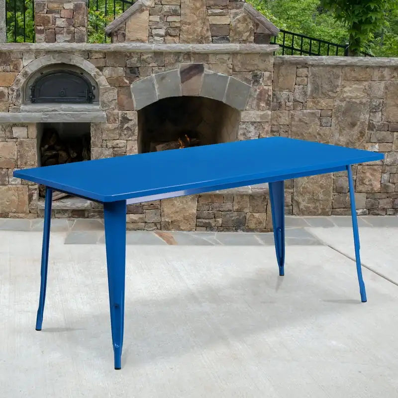 

Grade 31.5" x 63" Rectangular Blue Metal Indoor-Outdoor Table