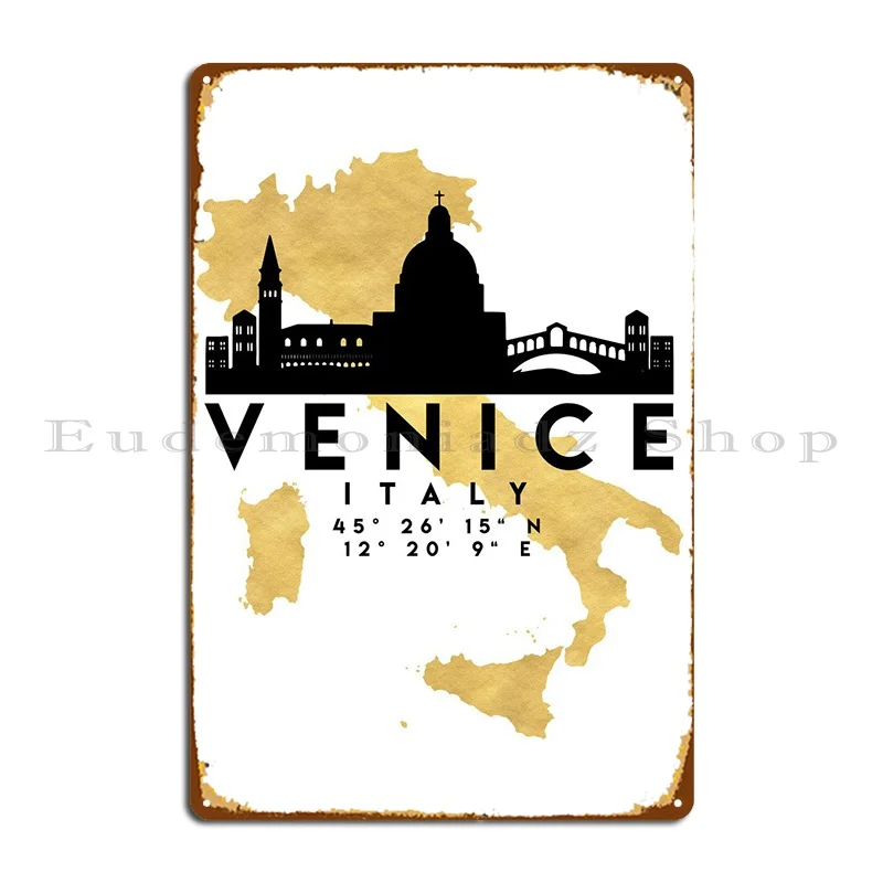 

Карта Венеции, итальянский металлический плакат, домашний винтажный Печатный настенный фотоплакат