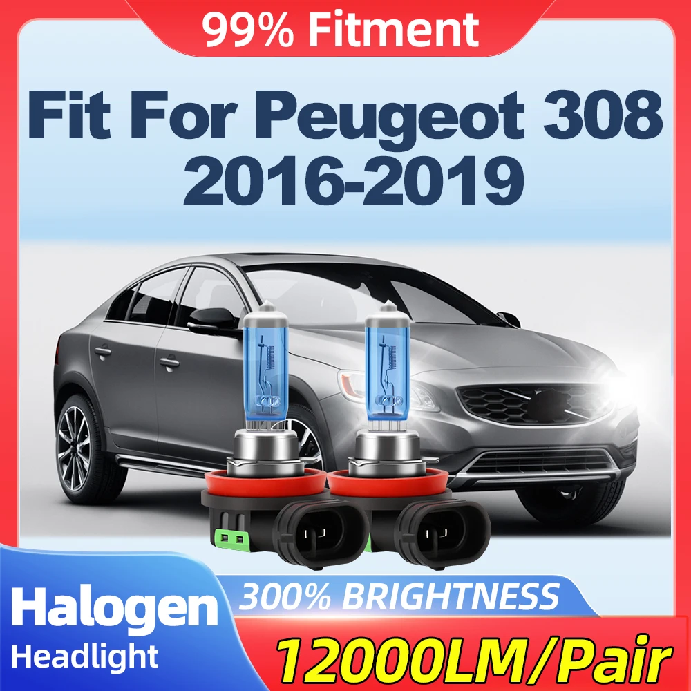 Подходит для Peugeot 308 2016 2017 2018 2019 12000LM Противотуманные фары 100 Вт Canbus без ошибок