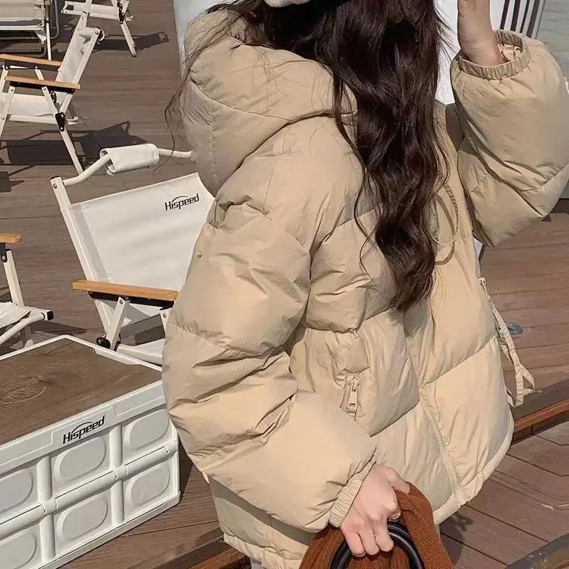 Women Winter Duck Down Coat Thickening Fashion Short Down Jacket Warm Casual for Spring with Hooded Zipper Pockets Warm M60