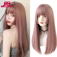 jinkaili synthetic cosplay wig long straigh pink purple white blue cute lolita wig female high temperature resistant wig cosplay