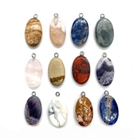5pcs natural stone pendant egg shape 15x29mm colored onyx crystal charm fashion handmade necklace bracelet jewelry accessories