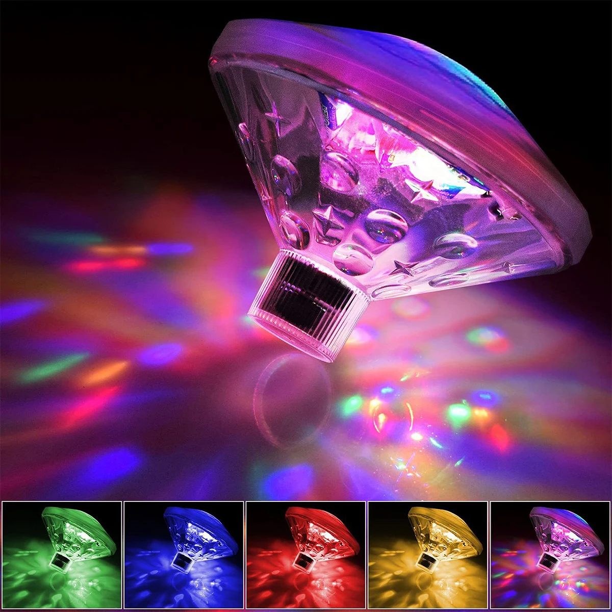 

LED Creative Bath Light 3AAA Smart Pool Night Light Diamond Colorful Atmosphere Party RGB Floating lamp Bath Garden Decoration