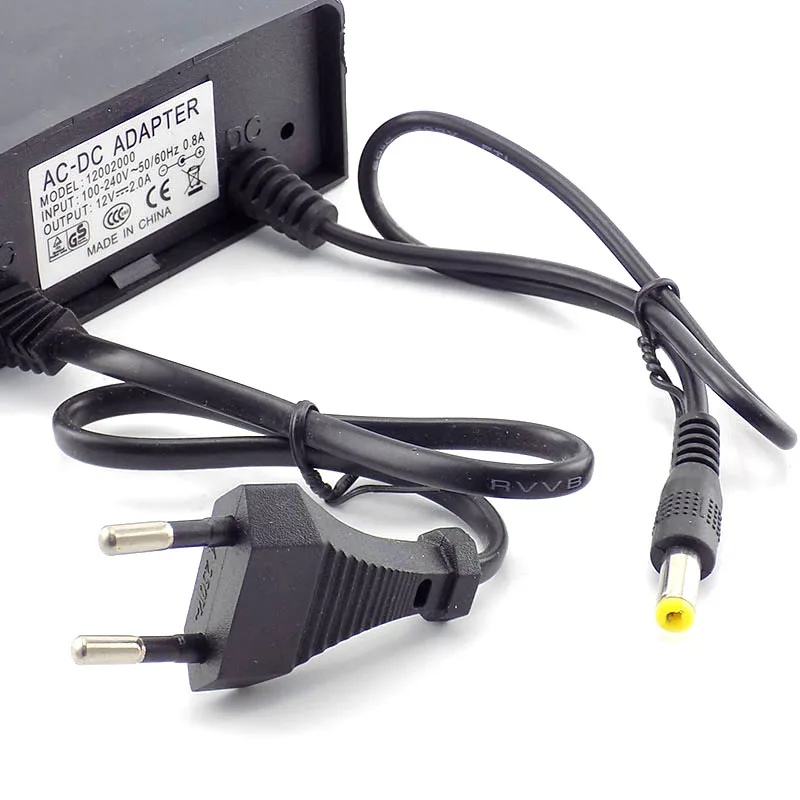 CCTV Camera Power Supply Adaptor AC/DC 12V 2A 2000ma Outdoor Waterproof EU US Plug Adapter Charger for Video | Безопасность и