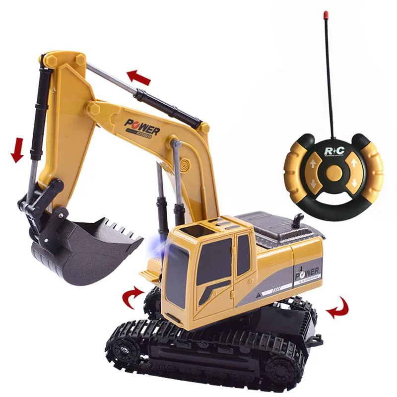 

1/24 RC Excavator 6 Channel 2.4G Radio Controlled Car Model Alloy Engineering Car Digging Soil With LED Light Toy For Boys Gift