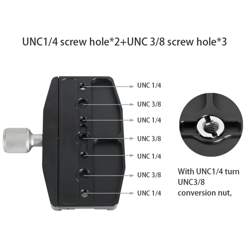 Description Picture 3 of itemAluminium 50mm/70mm/90mm/110mm Quick Release Clamp Tripod Ball Head Mount Clamp for Arca-Swiss Standard Camera Monopod