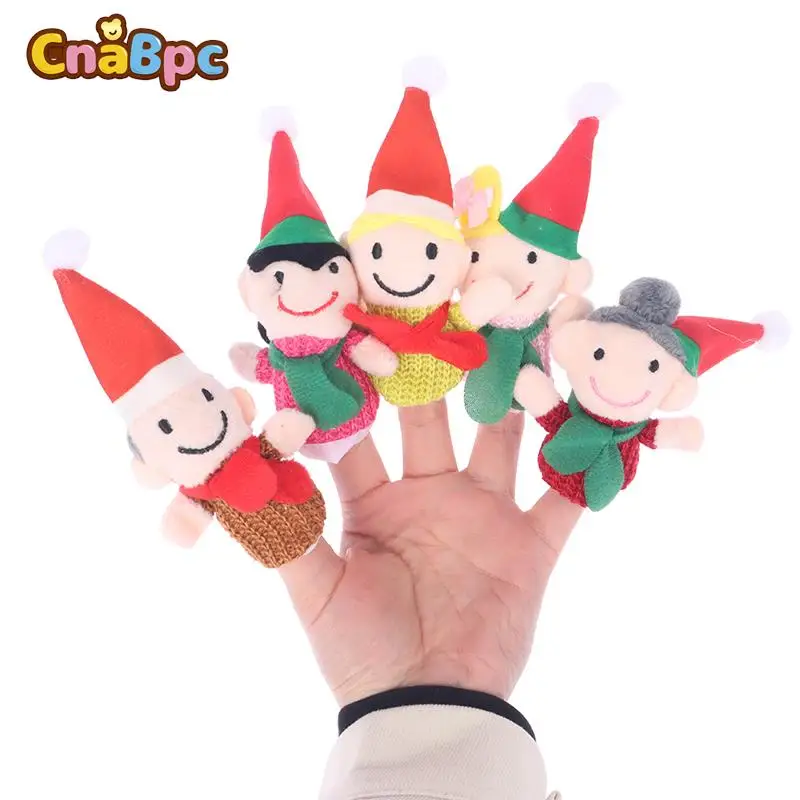 

6Pcs Christmas Hand Puppet Plush Toy Family Member Finger Puppet Role Play Tell Story Cloth Doll Educational Toys For Children