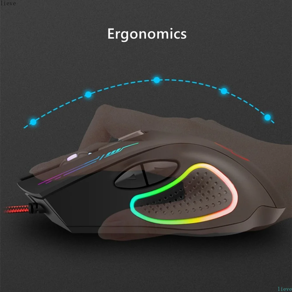 USB RGB светящаяся проводная мышь 4 класса DPI 800/1800/2400/3200 6 кнопок для онлайн-игр